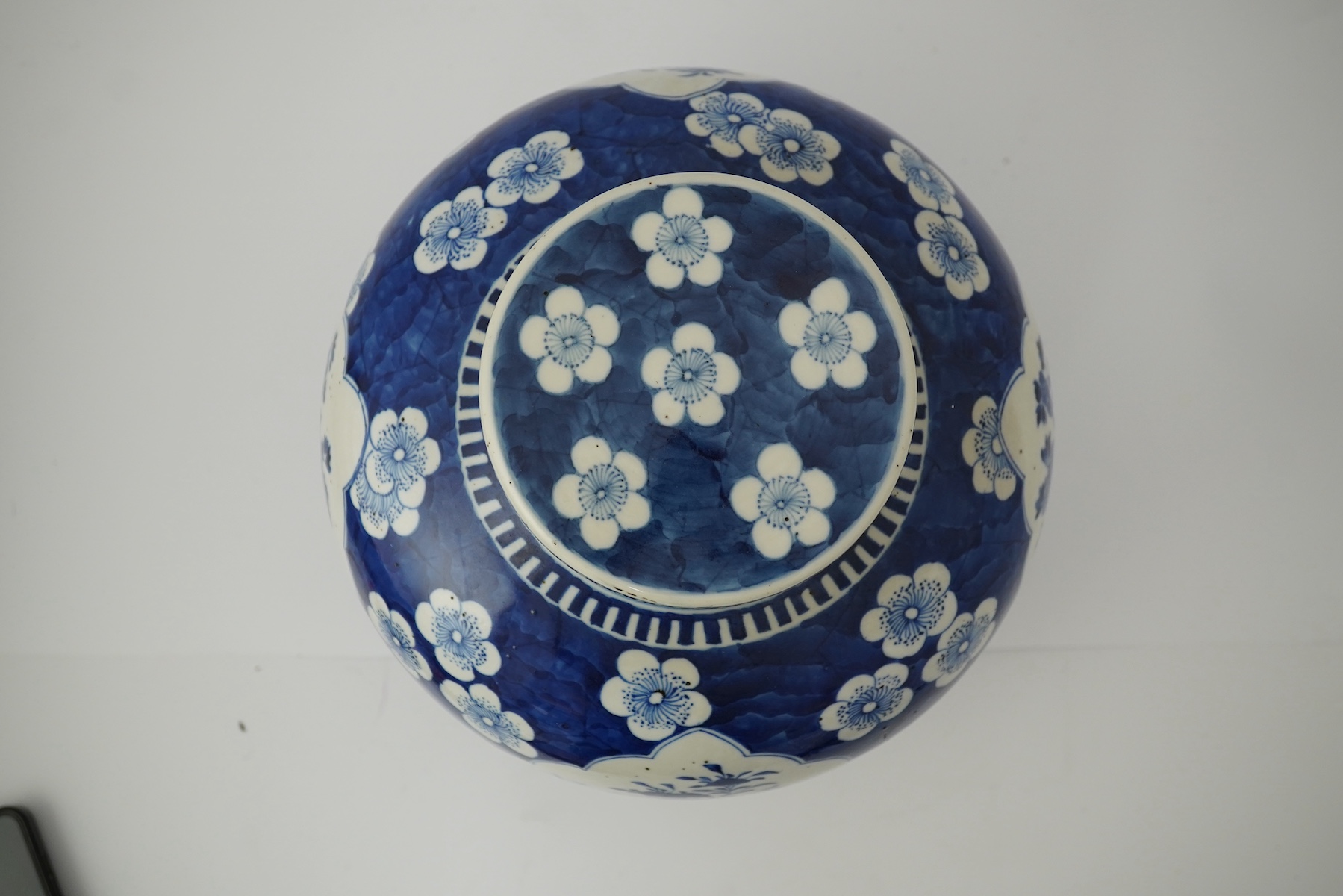 A large Chinese blue and white ‘Hundred Antiques’ jar and cover, late 19th century